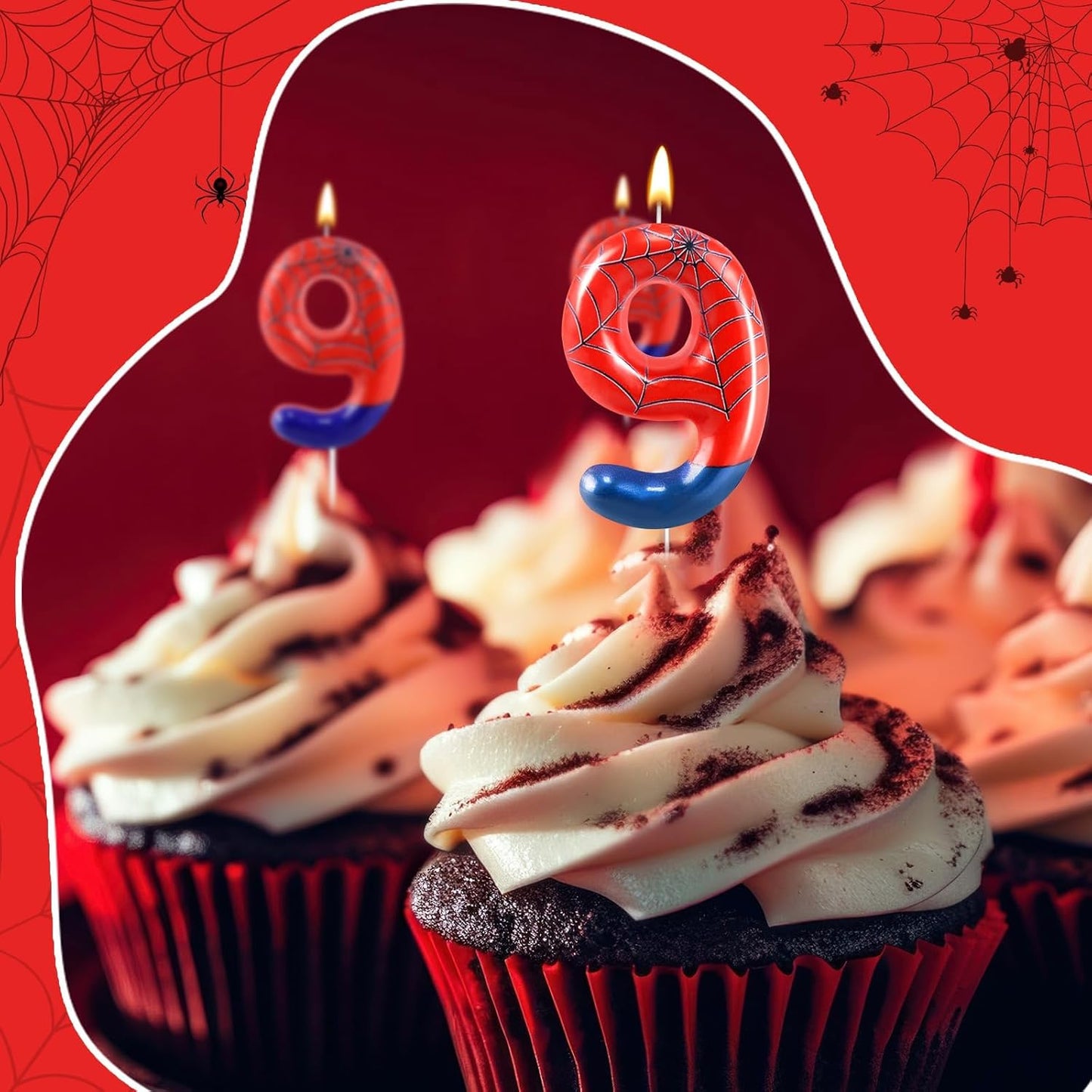 Spider Themed Birthday Candles Number 9 Candle Birthday Cake Candle Party Decoration Cake Topper for Spider Party Decoration Theme Party Supplies (Number 9)