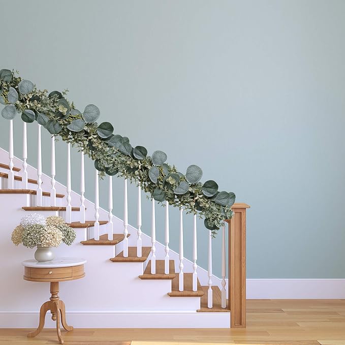 8.3' Long Faux Eucalyptus Greenery Garland - Silver Dollar Eucalyptus for Wedding Arch, Swag, Backdrop, Doorways, Mantel, Table Runner - Indoor/Outdoor
