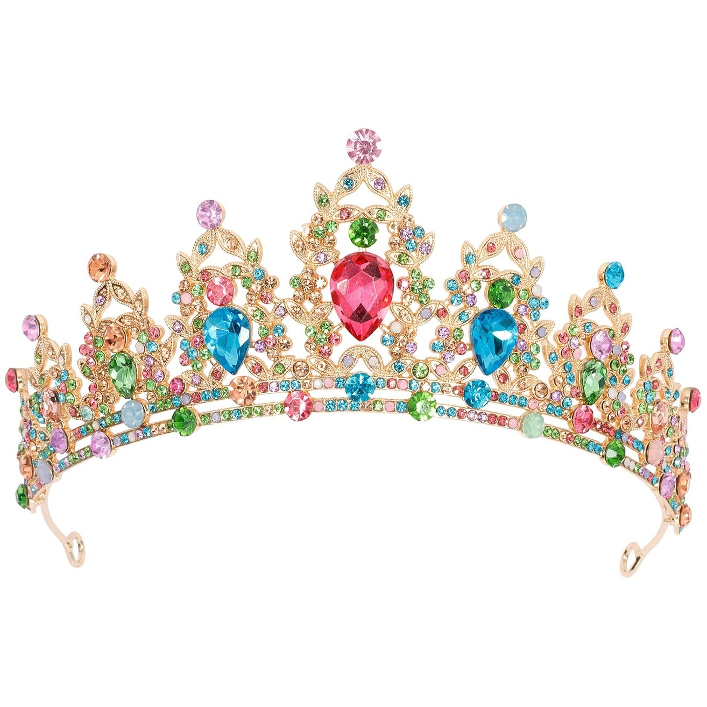 CAVETEE Crown for Women Gothic Crown Headpiece Halloween Decorations Birthday Tiara Vintage Rhinestones Baroque Queen Crown Wedding Bridal Crown Clean Various Crystal Tiaras and Crowns for Women Girls