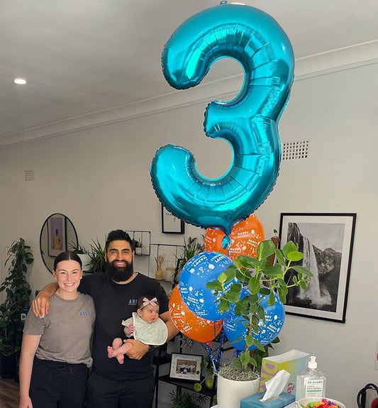 Light Blue Number 3 Balloon 40 Inch, 3rd Birthday Celebration Supplies for Girls Boys Women Men, 3 Balloon for Girls Boys Theme Party