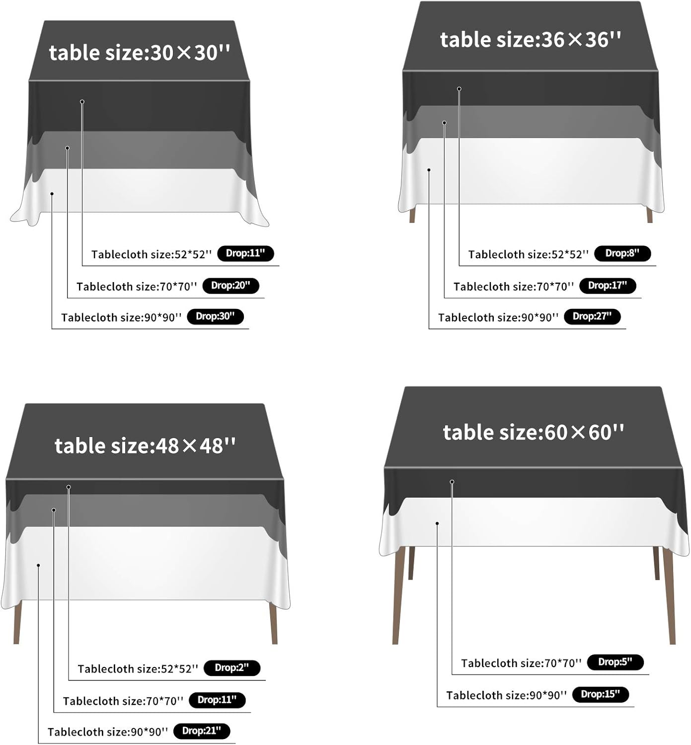 Ascoza 2pack 52x52 Inch Ivory Square in Polyester Fabric Tablecloth for Wedding,Banquet,Restaurant and Parties