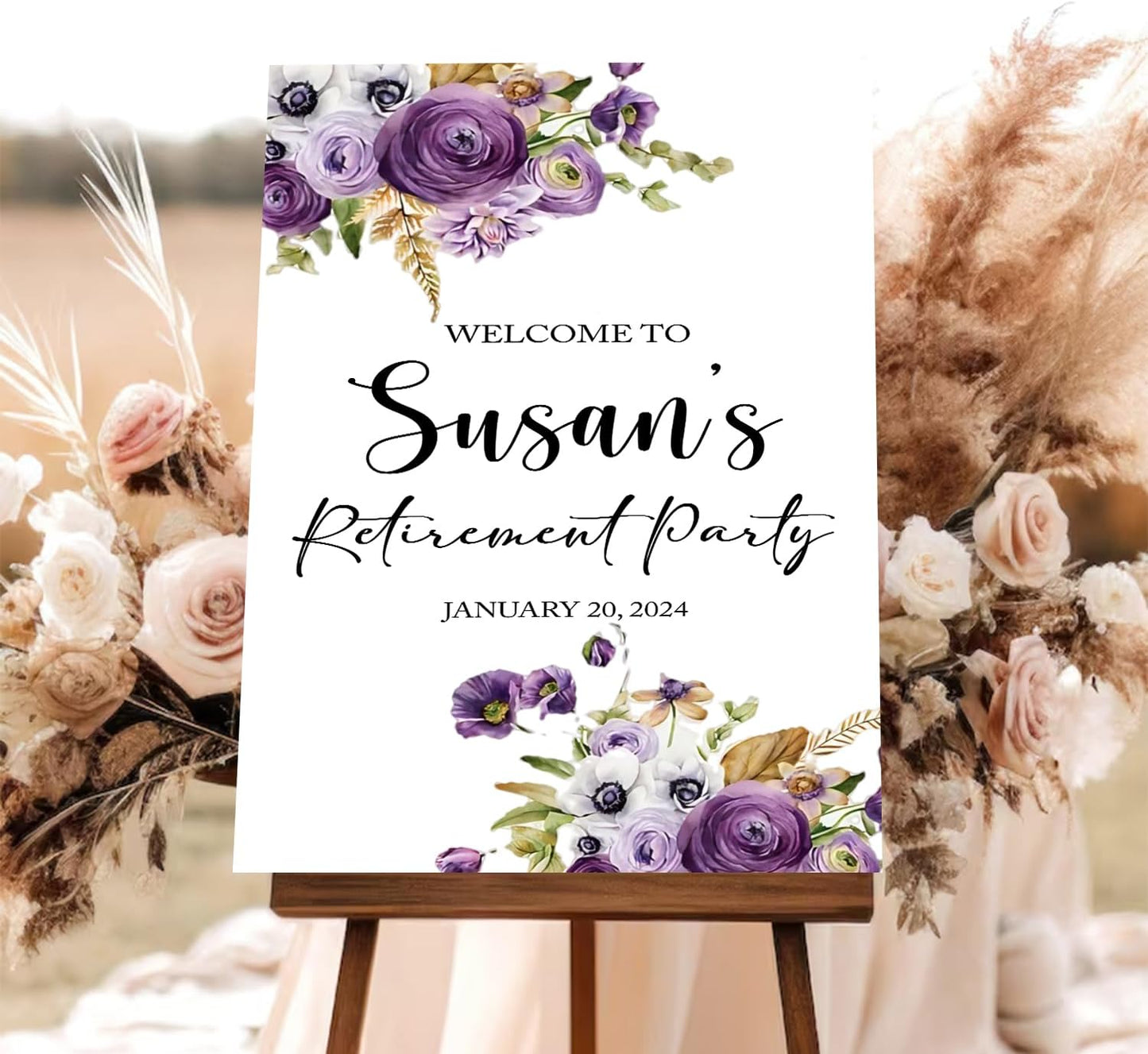 Purple Retirement Party Welcome Sign, Editable Retirement Party Welcome Sign, Retirement Luncheon Welcome Sign, Retirement Party Decor, Purple Retirement Decor, Retirement Outdoor Sign