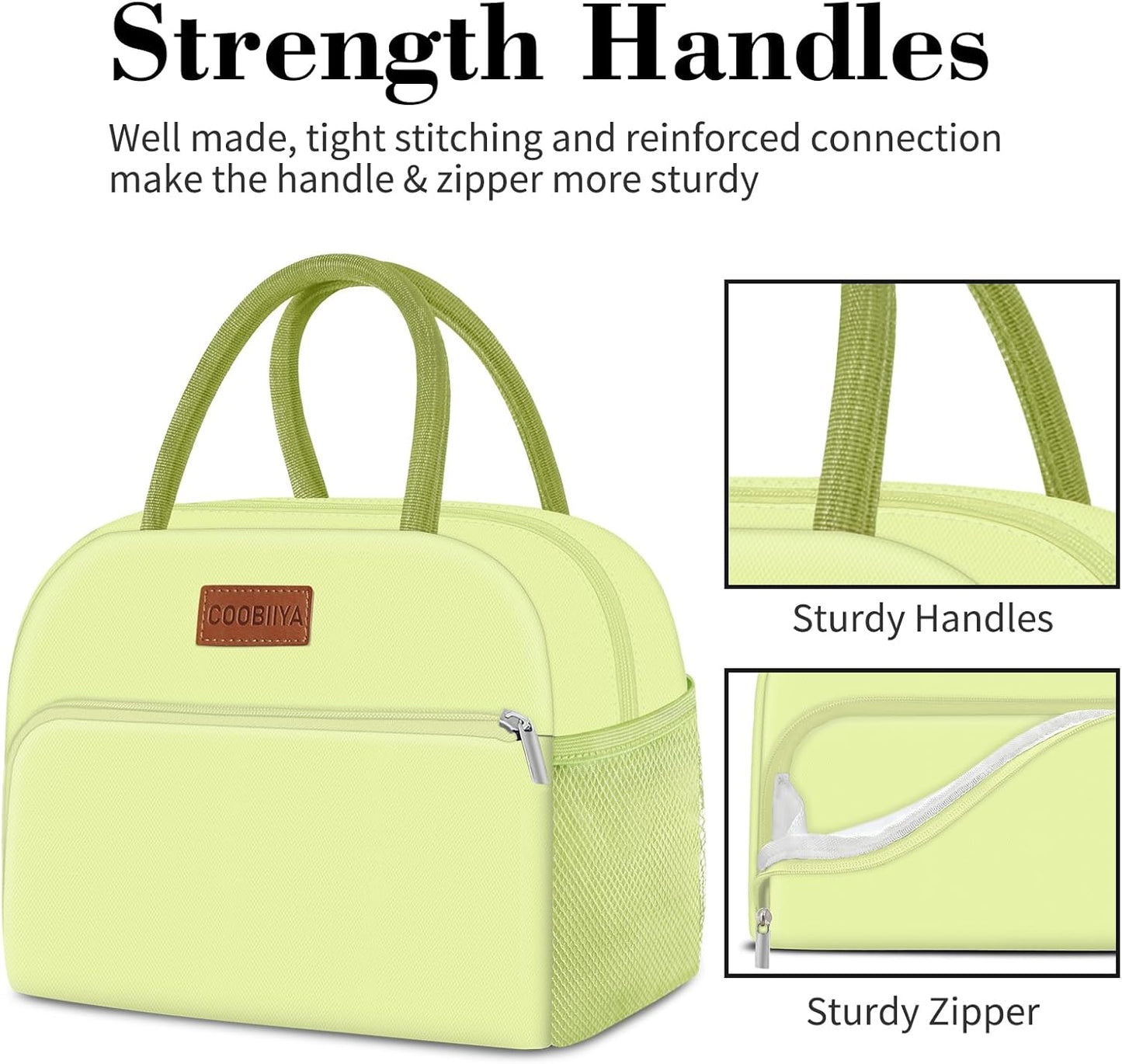 Coobiiya Lunch Bag Women, Lunch Box for Women Adult Men, Small Leakproof Cute Lunch Tote Large Capacity Reusable Insulated Cooler Lunch Container for Work/Office/Picnic/Travel-Mint Green