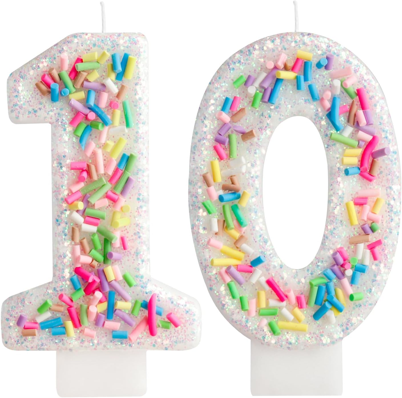 Girls Colorful Candy Birthday Candle,10th Birthday Candle Cake for Party Supplies Decoration,2.76 inch Number 10 Girl Boy Cake Topper Wedding Anniversary Pastel Sweet Theme Party Decoration