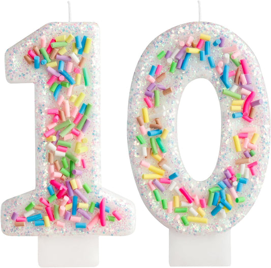 Girls Colorful Candy Birthday Candle,10th Birthday Candle Cake for Party Supplies Decoration,2.76 inch Number 10 Girl Boy Cake Topper Wedding Anniversary Pastel Sweet Theme Party Decoration
