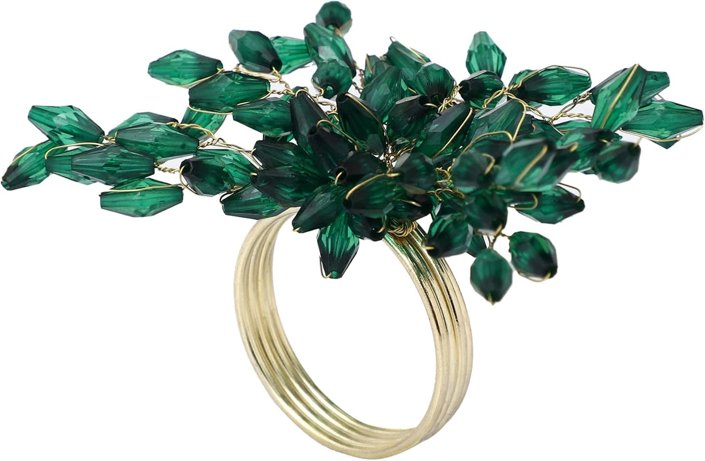 Napkin Rings Set of 12 for Dining Table Decoration Parties Everyday Metal Napkin Holder Leaf Dark Green (Pack of 12)