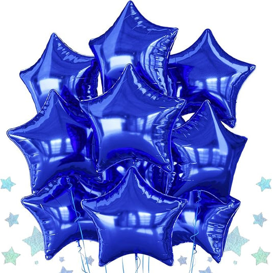 Biapian Blue Star Foil Balloons, 10PCS Dark Blue Foil Stars Shape Balloons, 18 Inch Aluminum Balloon for Helium Pentagram Balloon for Men Boys Birthday, Anniversary, Graduation Party Decoration