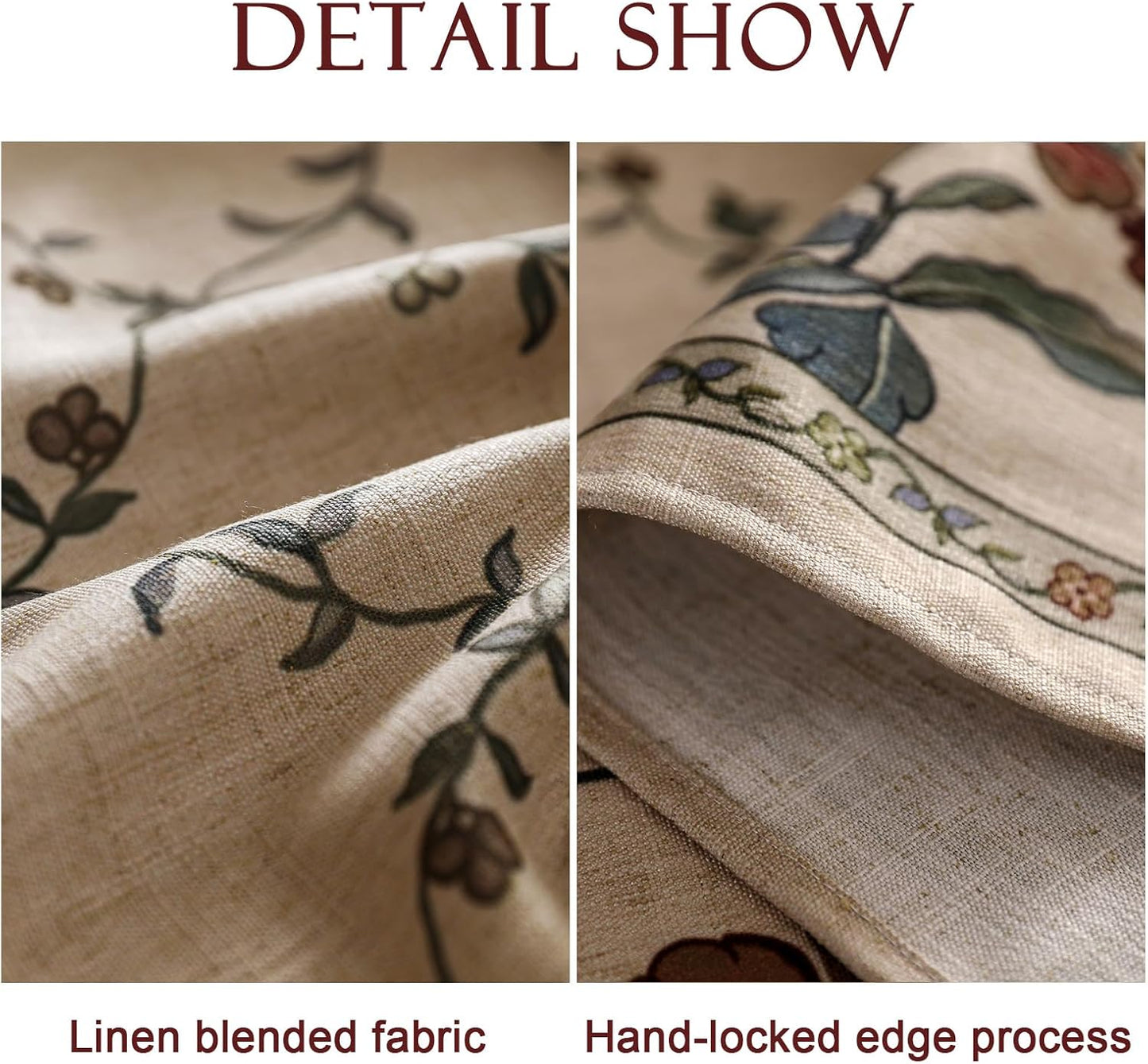 patdrea Designer Linen French Tablecloth for Rectangle Table,Fall Country Breathable Floral Tablecloths,Table Cover for Kitchen Dining,Tea Party,Christmas,Thanksgiving,63"x87"-Oliveirad