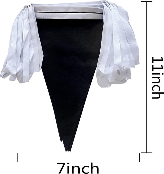 Consummate 100 Feet Black Pennant Banners Flags String Hanging Triangle Bunting Flags for Grand Opening,Kids Birthday,Party Decorations,60 PCS