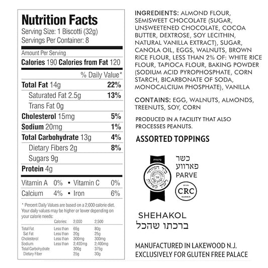 Gluten Free Palace Biscotti Cookies Gift Basket – Gluten Free Holiday Cookies for Thanksgiving, Christmas, and New Year – Assorted Biscotti - Gluten Free Basket for Adults (8 Pieces)