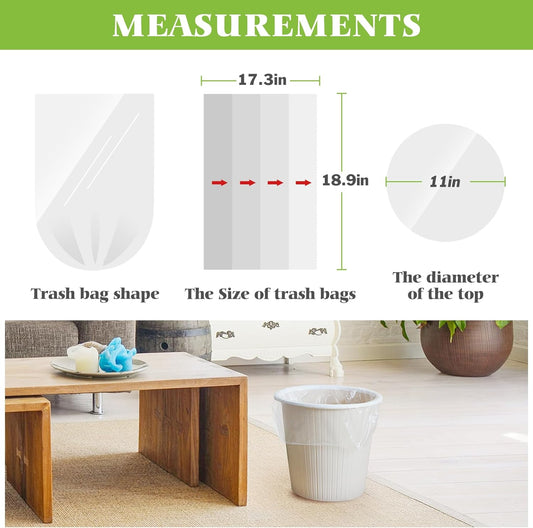 2 Gallon 330 Counts Strong Trash Bags Garbage Bags by Teivio, Bathroom Trash Can Bin Liners, Plastic Bags for home office kitchen, Clear