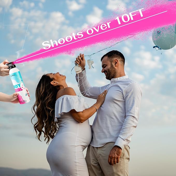 Gender Reveal Fire Extinguisher Set for Newborn Baby, 2Pc Blue Gender Reveal Smoke Bombs, 100% Biodegradable Color Blaster for Cool Gender Reveal Ideas, Confetti Power Cannon Shooter Party Supplies