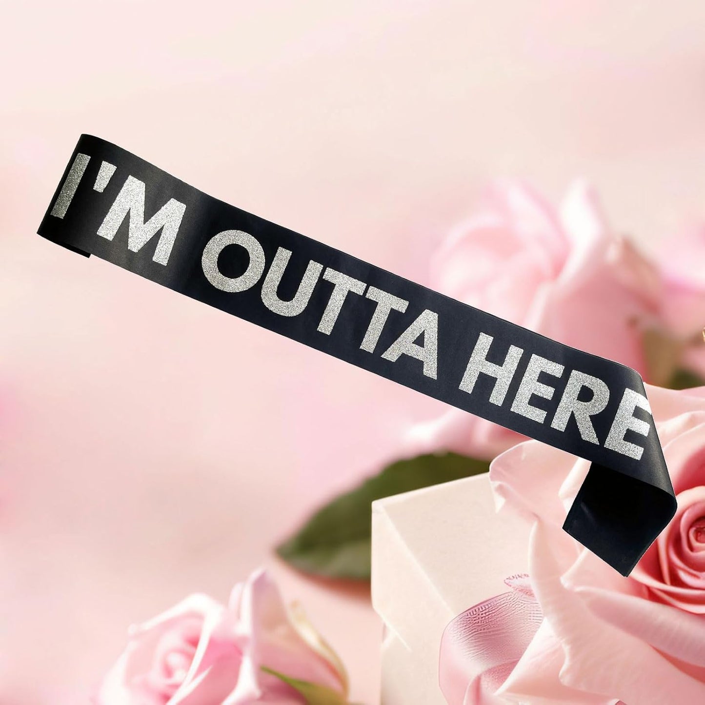Going Away Divorce or Retirement Sash I'm Outta Here Sash Finally Graduated Decorations Class of 2025 Gifts Congrats Grad Graduation Party Supplies,Black Silver