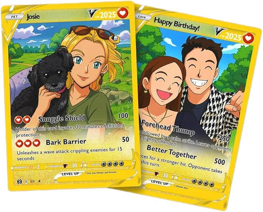 Personalized Anniversary Card from Cartoon Anime Couple Photo, Gifts for Couples Valentines Cards, Romantic Card Gift for Boyfriend Girlfriend, Couple Keepsakes, Valentine’s Day Anniversary 3