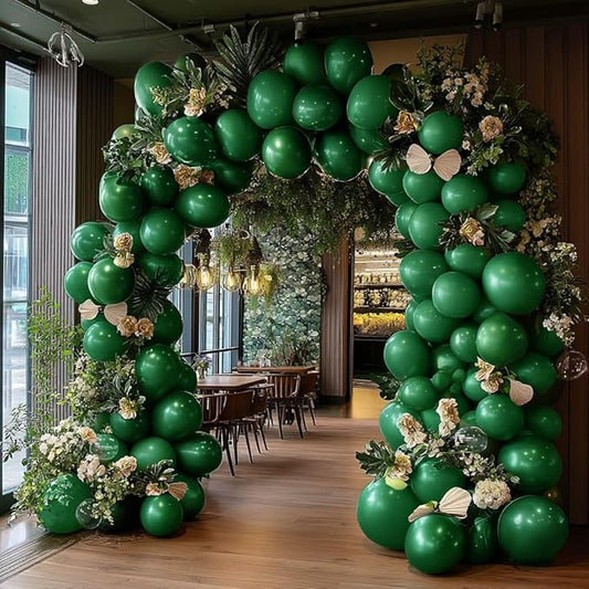 Dark Green Balloons Double Stuffed Emerald Forest Green Balloon Arch Different Sizes 18/12/5in Metallic Balloons for Jungle Birthday Baby Shower Graduation St Patricks Day Decorations