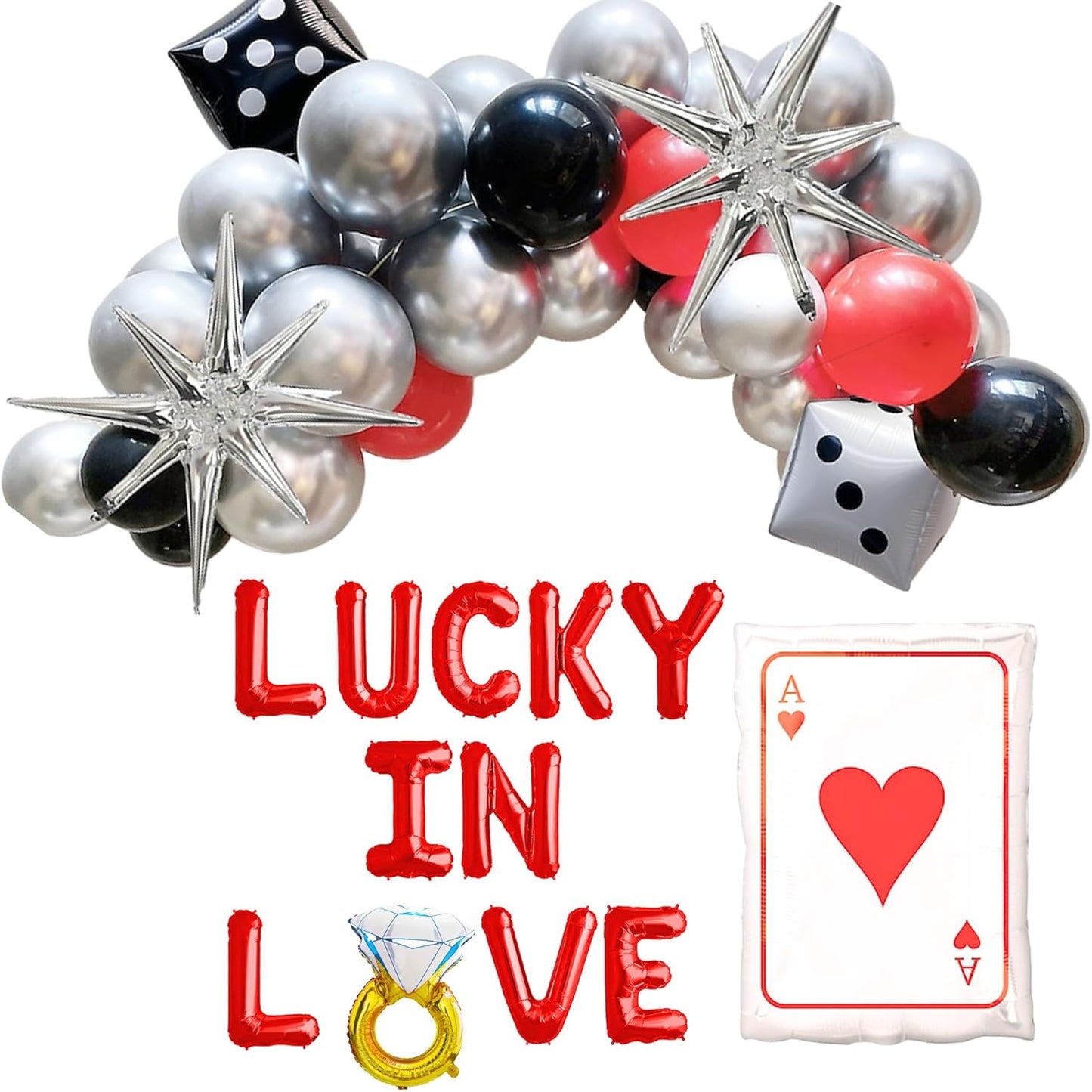 100% LIKED-Lucky In Love Vegas Bachelorette Decorations Balloon Garland and Banner Set, Las Vegas Bach Party, Vegas Bachelorette Party Lucky In Love Bridal Shower Garland