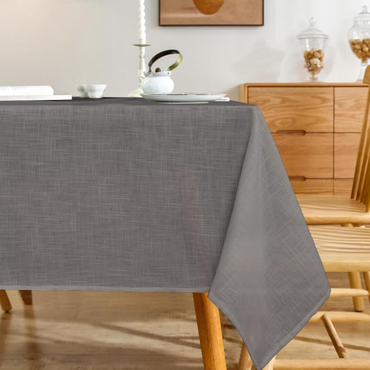 Linen Textured Rectangle Tablecloth, Slubby Lightweight Table Cloth 52 x 108 Inch, Water Resistant Stain Resistant Farmhouse Burlap Table Cover for Kitchen Dining Room