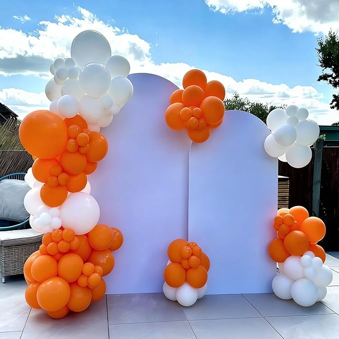 YMSZ Orange Balloons Arch Kit, 134pcs Orange and White Balloons for Birthday, Graduation, Baby Shower Party Decorations