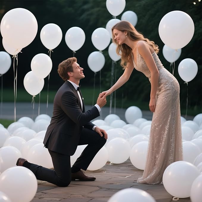KAWKALSH White Balloon 110pcs, 12 Inch Thickened Round Helium Balloons for New Years Christmas Birthday Engagement Bridal Shower Party Backdrop Decorations