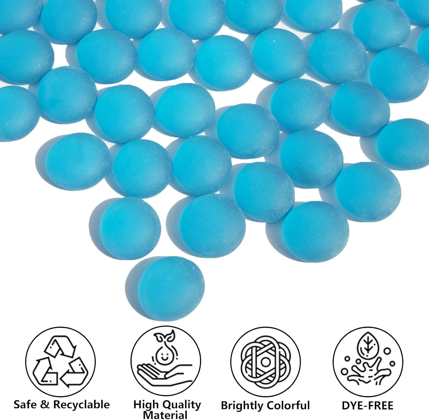 Sea Glass Gems - 0.9 Lb Blue Frosted Flat Glass Marbles, Flat Gems Decorative Stones for Vase Fillers, Aquarium Rocks, Floral Supplies, Table Scatter, Craft Mosaics, and DIY Ornaments