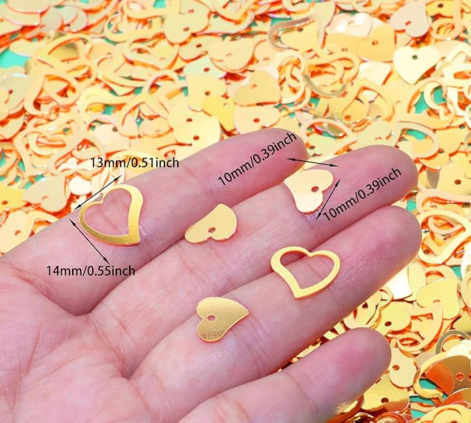 ONLYKXY 1200Pcs Love Heart Shaped Confetti, Table Wedding Decoration, Glitter Confetti for Wedding Party (Glitter Orange)