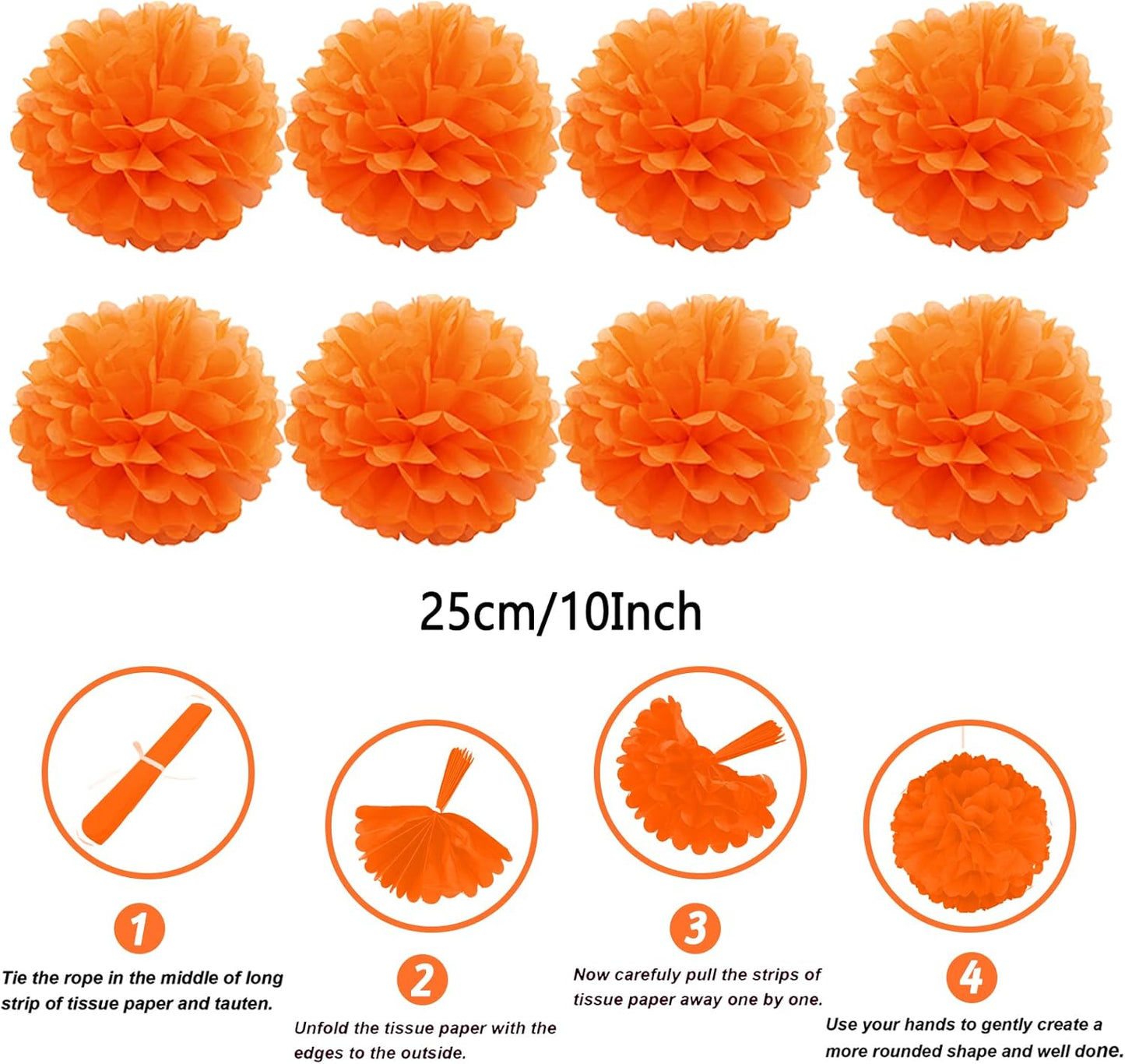 ZERODECO Party Decorations, 41 Pcs Orange Papar Fans Pompoms Garlands String Tissue Paper Tassel for Halloween New Years Spring Festival Wedding Birthday Party