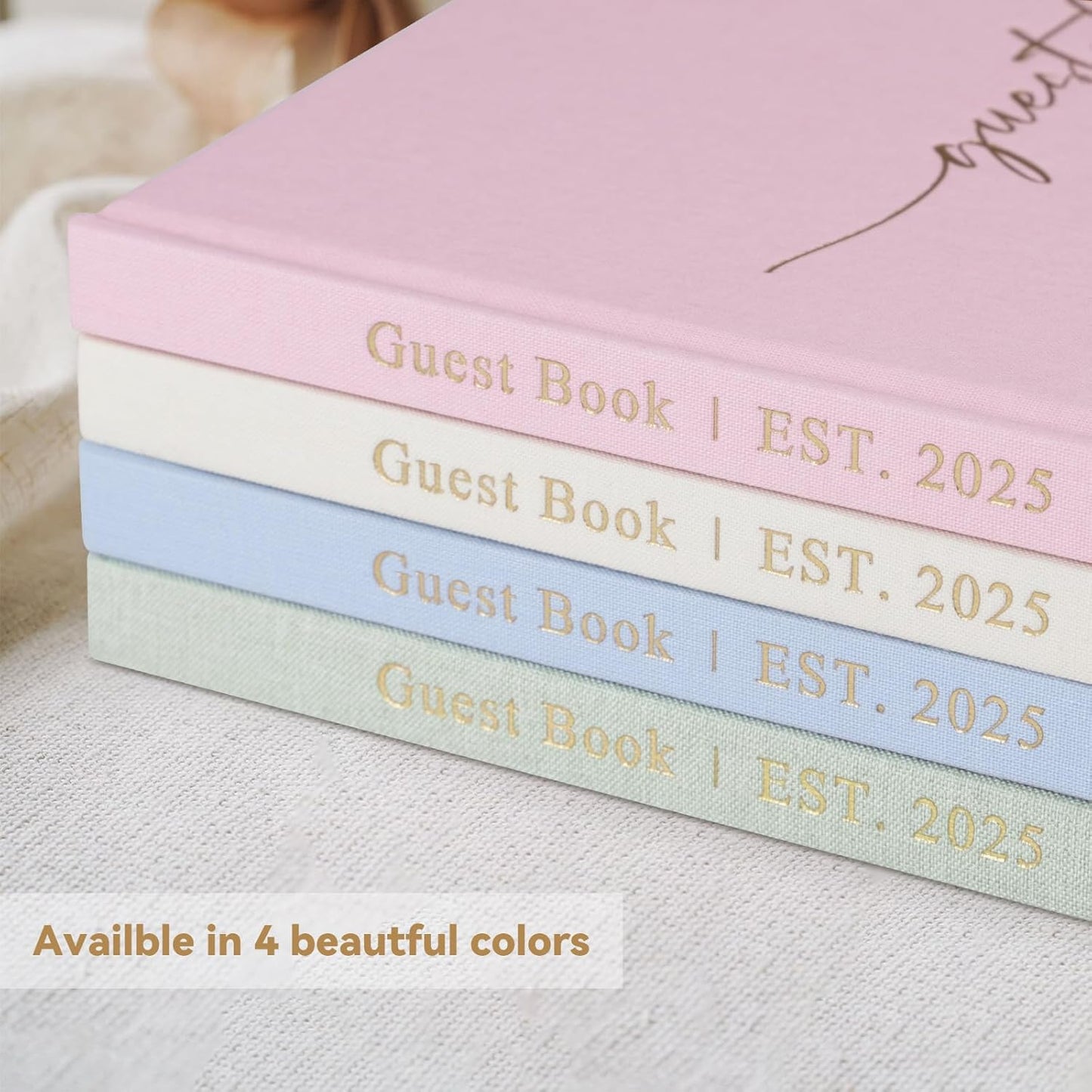 Linen Wedding Guest Book for Guests to Sign - The Perfect Photo Guest Book for Wedding Reception Bridal Shower,Baby Shower - 100 Pages Blank and Lined Acid Free Paper (Sage Green, No Year)