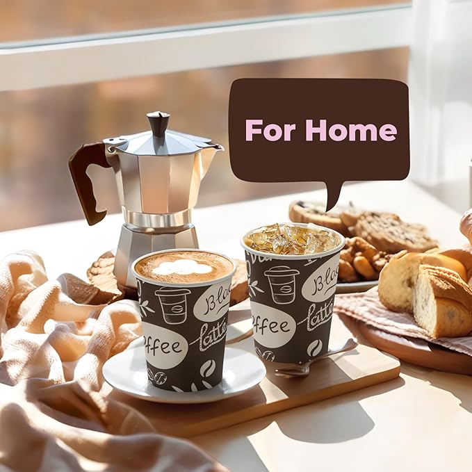 Fit Meal Prep 8 oz Coffee Cups 1000 Count, Leak-Proof Hot Cup, Disposable Paper Coffee Cup Bulk for Hot/Cold Beverage, Durable Thickened Paper Cups for Party, Office, Bussines, Home, Bistros