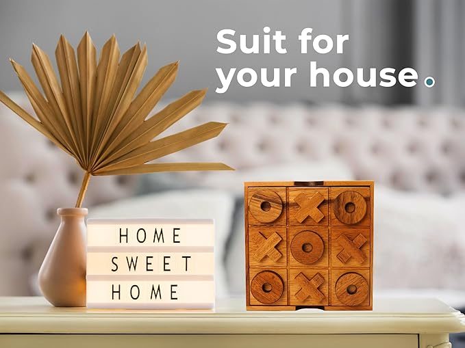 BSIRI Wooden Tic Tac Toe Game - Brain Teaser Puzzles for Adults Games and Unique Gifts, Coffee Table Decor Living Room Decor Modern Wood Decor (5.5 Inch)