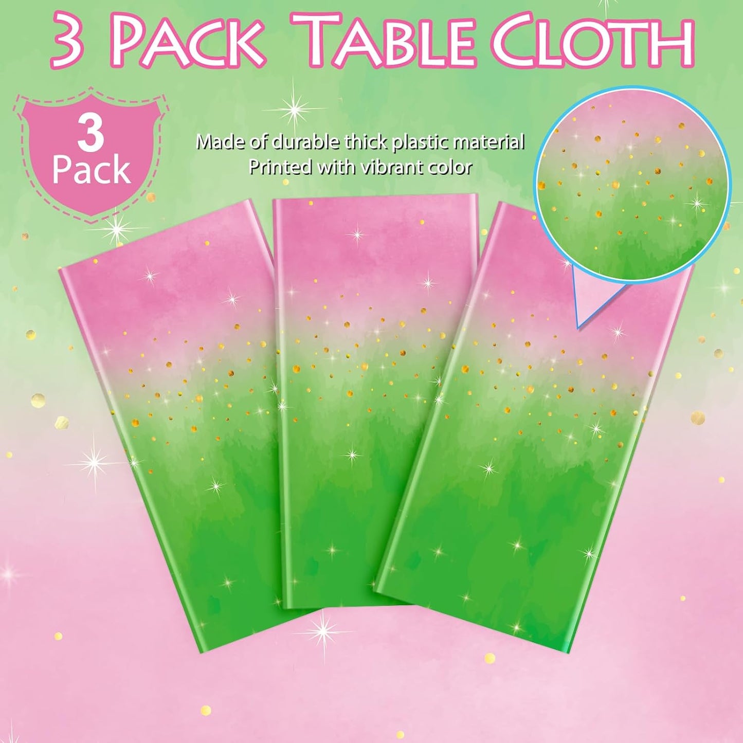 3pcs Witch Party Decorations Tablecloth,Pink and Green Disposable Rectangle Plastic Table Cloth,Witch Theme Table Cover for Kids Baby Shower Wedding Birthday Party Supplies Decors,54 x 108Inch