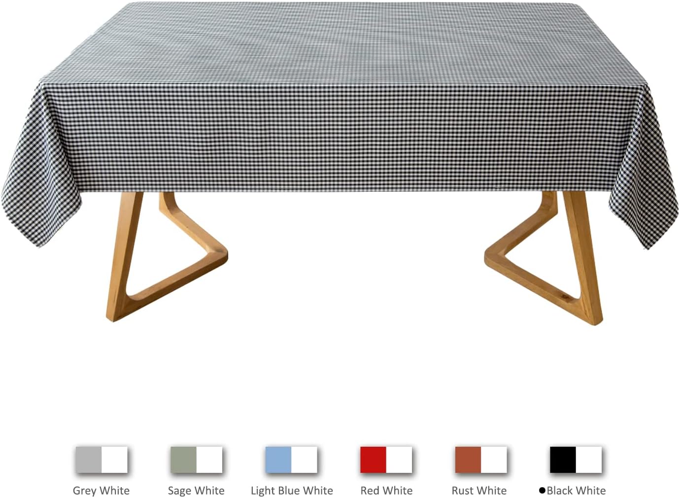 maxmill Checkered Tablecloth Stain Resistant Waterproof Wrinkle Resistant Spillproof Washable Heavy Weight Table Cloth Gingham for Dining Room and Outdoor Use, Rectangle 60 x 140 Inch Black White