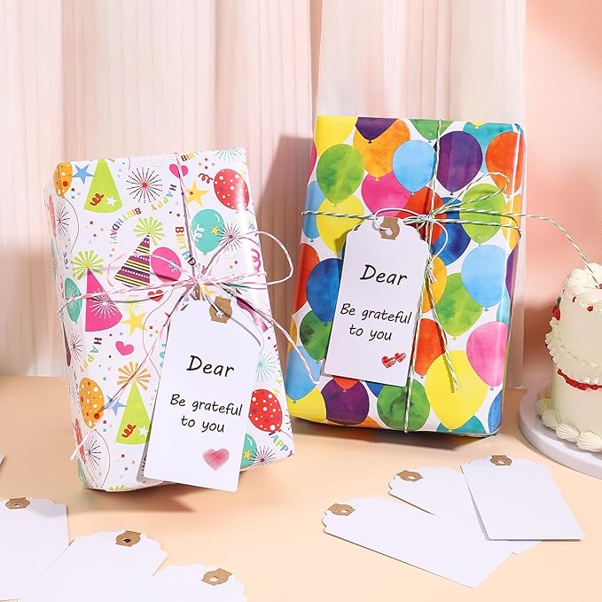120 Pack White Gift Tags with Elastic String Hang Paper Marking Tags with String Attached Reinforced Hole Writable Inventory Tag 4.76''×2.36''