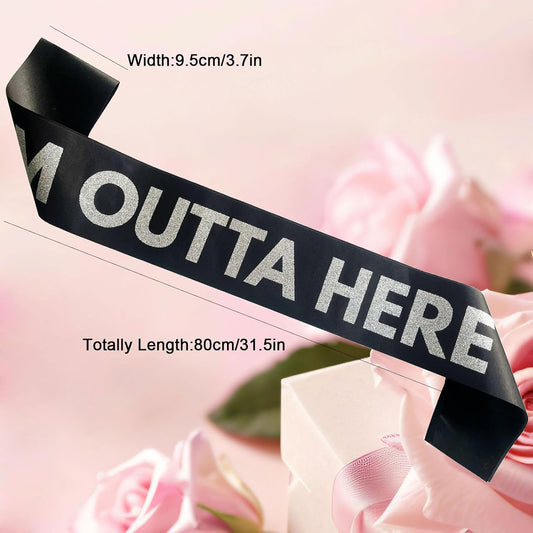 Going Away Divorce or Retirement Sash I'm Outta Here Sash Finally Graduated Decorations Class of 2025 Gifts Congrats Grad Graduation Party Supplies,Black Silver