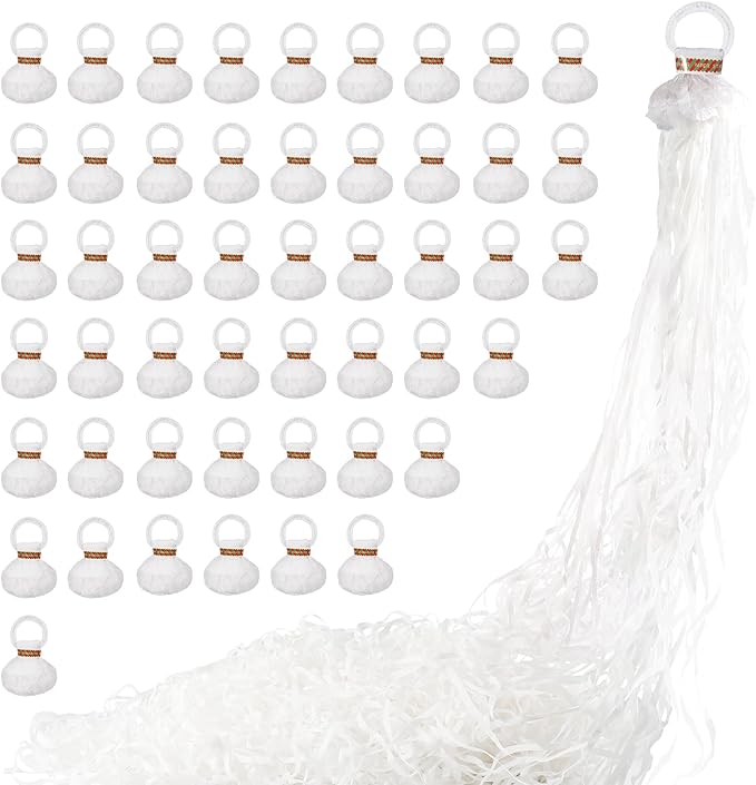 50pack No Mess Streamers,Romantic White Confetti Poppers for Wedding Toss,Hand Throw Party Poppers For Engagement Birthday Party,Graduation,Christmas,New year Celebrations(White,50pcs)