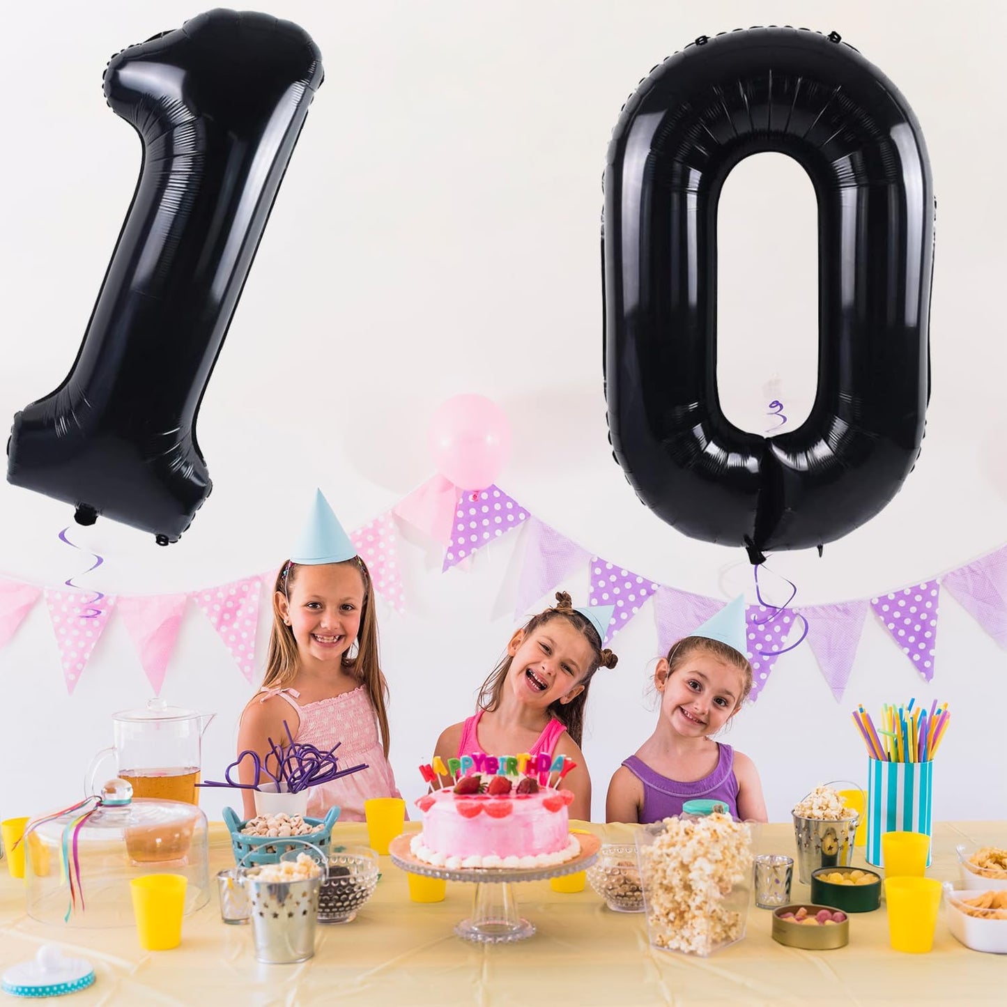Smlpuame 40 inch Number Balloon 0-9 Black Large Number 10 Balloons,Digital Balloons for Birthday Party Celebration Decorations Supplies, Helium Foil Number Balloons for Wedding Anniversary