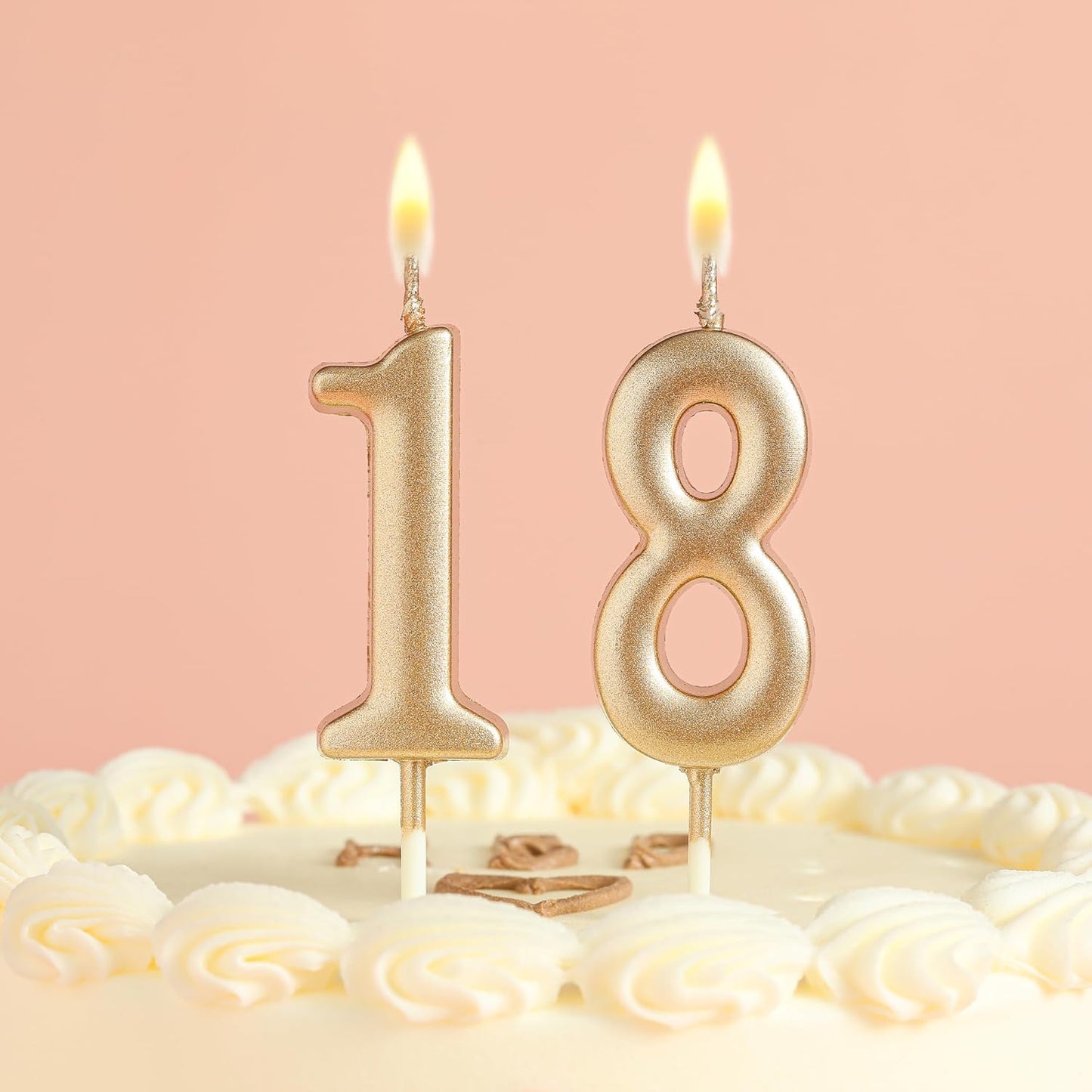 10-Pieces Champagne Numeral Birthday Candles, Cake Numeral Candles Number 0-9 Glitter Cake Topper Decoration for Birthday,Wedding Anniversary,Party Celebration