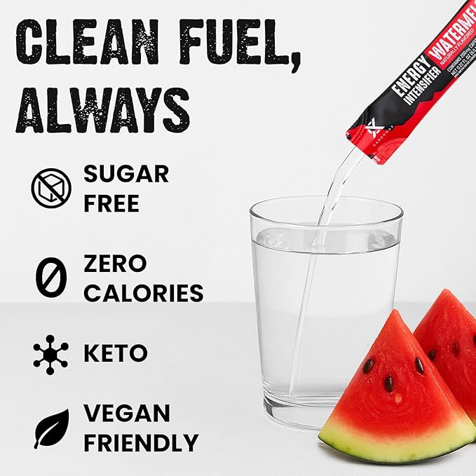 CardoMax - Energy Drink Packets - Liquid Preworkout for Men & Women Caffeine Packets with BCAA, Vitamin B12, Vitamin B6 & B3 - Sugar-Free, Zero Calorie, Vegan & Keto - 15 Stick Packs - Watermelon