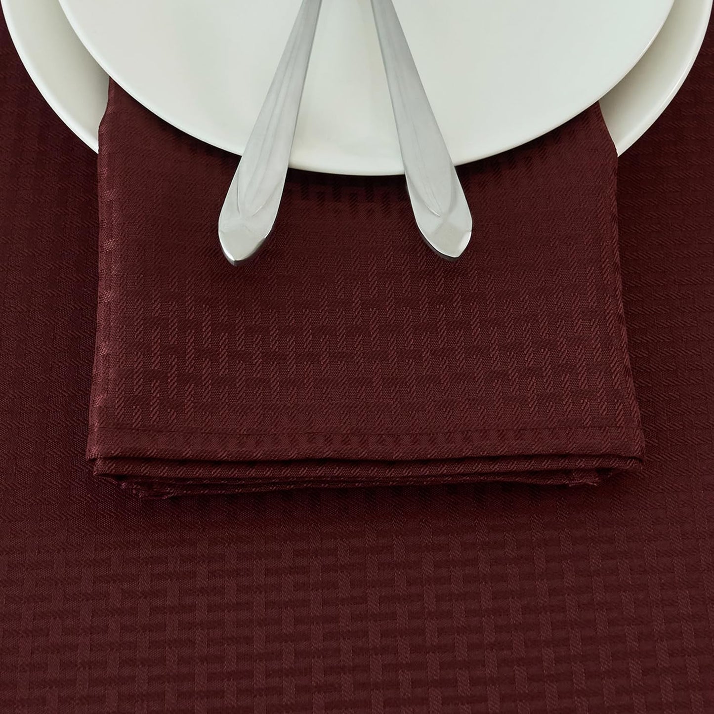 maxmill Cloth Napkins Weaved Texture Pattern Soft Comfortable and Luxury Serviette for Restaurant Family Dinners Weddings Parties and Banquets Set of 4 Pieces, 20 x 20 Inch Burgundy