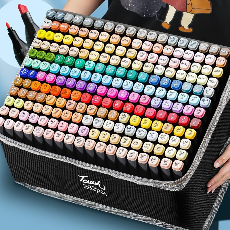 262 Colors Alcohol Markers with Base Art Drawing Markers Set for Adults Painting,Coloring,Sketching, Comics, Illustration- Refillable