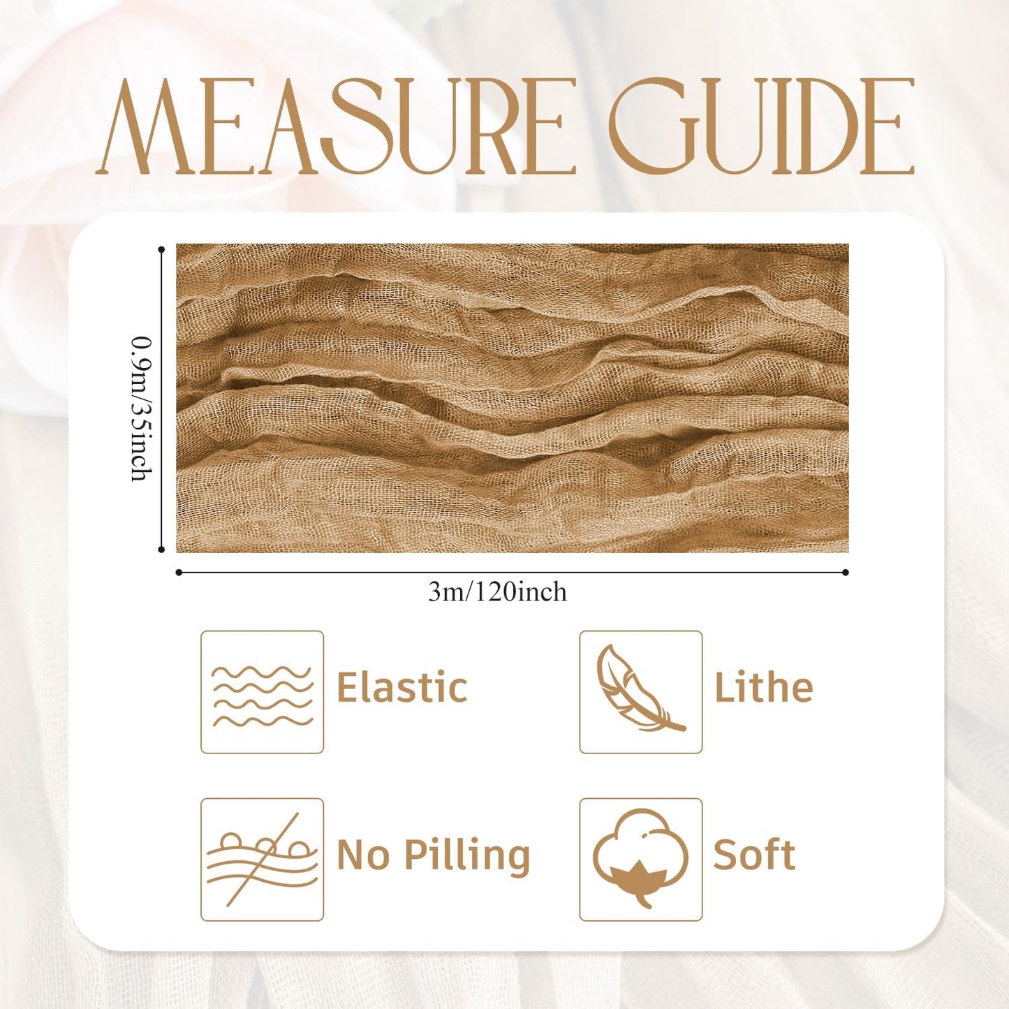 Wokceer Cheesecloth Table Runner 6Pack 10FT Khaki Boho Gauze Cheese Cloth Table Runner for Party Long Rustic Sheer Table Runners for Baby Bridal Shower Wedding Easter Table Decor