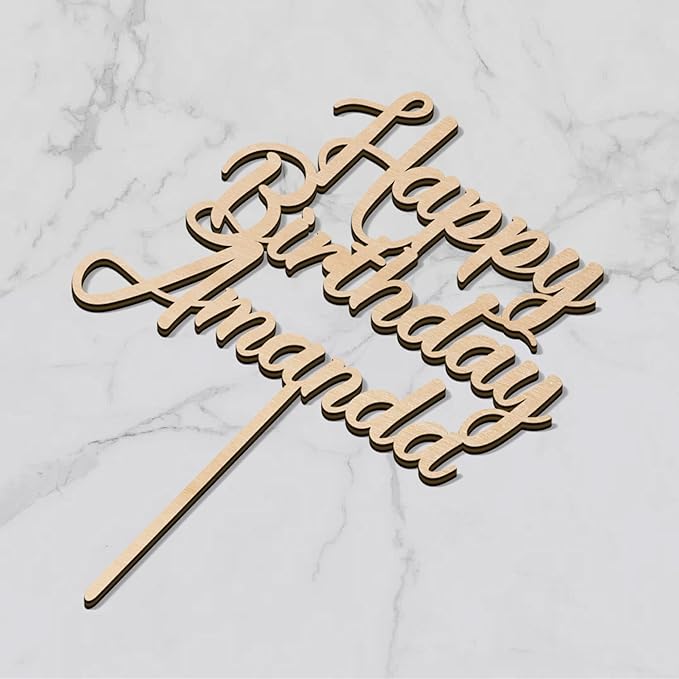 Custom Birthday Cake Topper Personalized Name Cake Decoration Wooden Happy Birthday Cake Topper (Handmade)