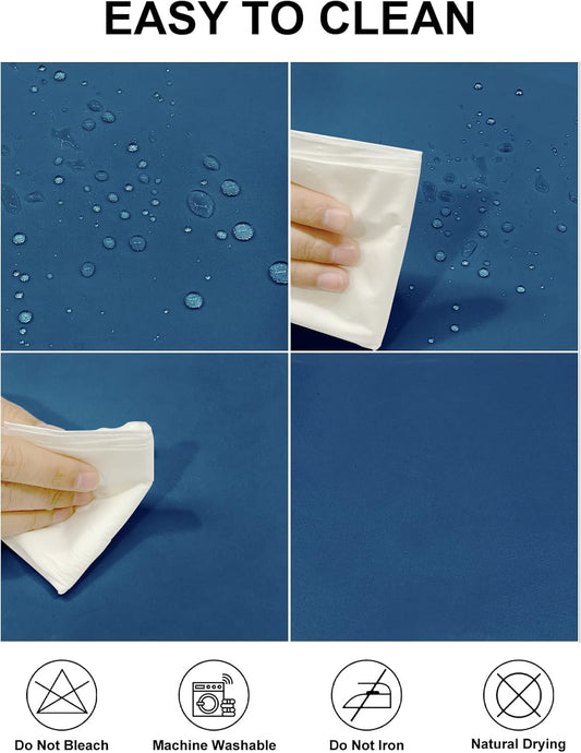 Fokitut 2 Pack Waterproof Round Tablecloth, 70 Inch, Stain Resistant and Wrinkle Polyester Table Cloth, Fabric Table Cover for Kitchen Dining, Wedding, Party, Holiday Dinner-Mediterranean Blue