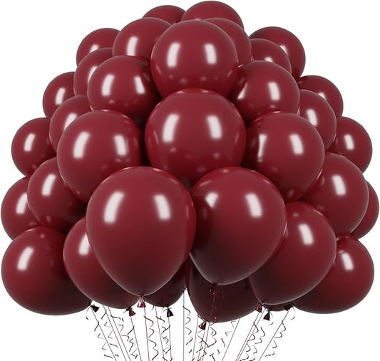 110pcs Burgundy Balloons 12inch Maroon Latex Party Balloons for Graduation, Thanksgiving Day, Autumn Fall Theme Party, Wedding, Birthday, Valentines, Baby Shower Decorations