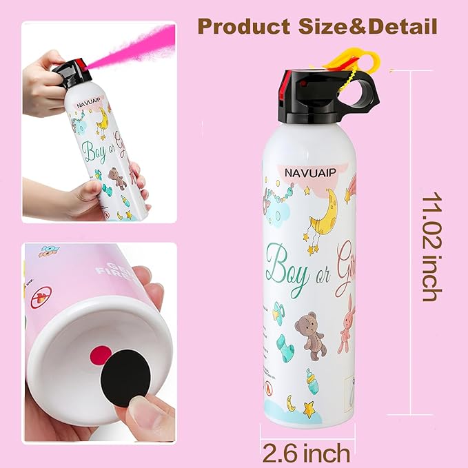 Large Gender Reveal Fire Extinguisher, Gender Reveal Color Smoke Powder Spray, 2 Pcs Pink Blaster Only for Baby Girl with Pink Smoke Suitable for Gender Reveal Party, 100% Biodegradable Party Supplies