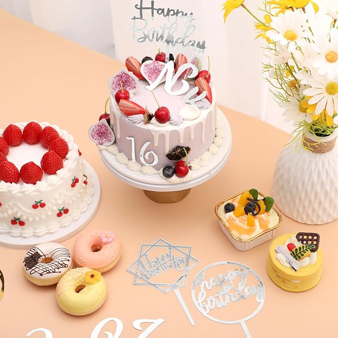 Teenyyou 68 Pcs Acrylic Alphabet Number Cake Topper 0-9 Number and A-z Letters Personalized Cake Picks Decor DIY Name Cupcake Toppers Christmas Wedding Baby Shower Party(Silver)