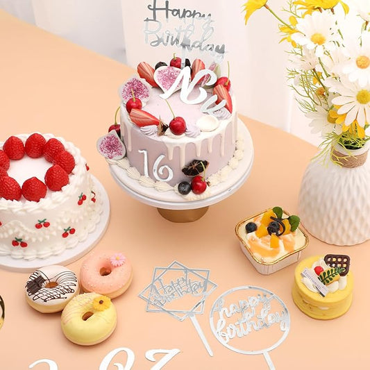 Teenyyou 68 Pcs Acrylic Alphabet Number Cake Topper 0-9 Number and A-z Letters Personalized Cake Picks Decor DIY Name Cupcake Toppers Christmas Wedding Baby Shower Party(Silver)