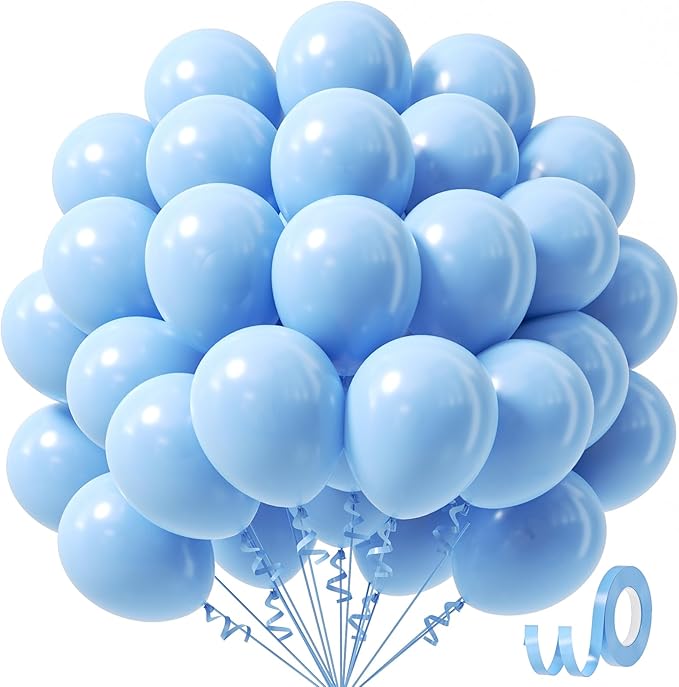 Light Blue Balloons 12 inch, Pastel Blue Latex Balloon 50pcs Party Balloons for Graduation Baby Shower Gender Reveal Wedding Birthday Party Decorations