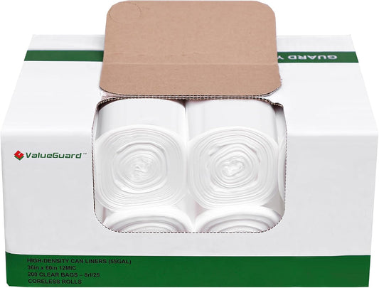 Trash Can Liner - Wholesale 200 Count Garbage Bags on Perforated Roll 55 Gallon Multipurpose for Office Bathrooms Business Home Commercial and Industrial Needs