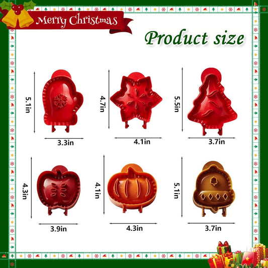 6PCS Mini Hand Pie Molds,Party Potluck Hand Pie Molds for Baking,Fits All Kinds of Festivals and Parties (6PCS-C)