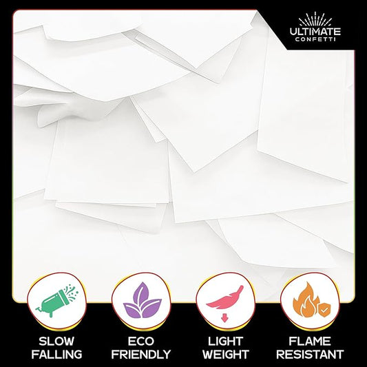 Ultimate Confetti, White Biodegradable Confetti - Rectangular Fluttering Tissue Paper Confetti for Cannon and Launcher use – Best for Gender Reveal, Parties, Concerts and Weddings - 20 lb, 320 oz